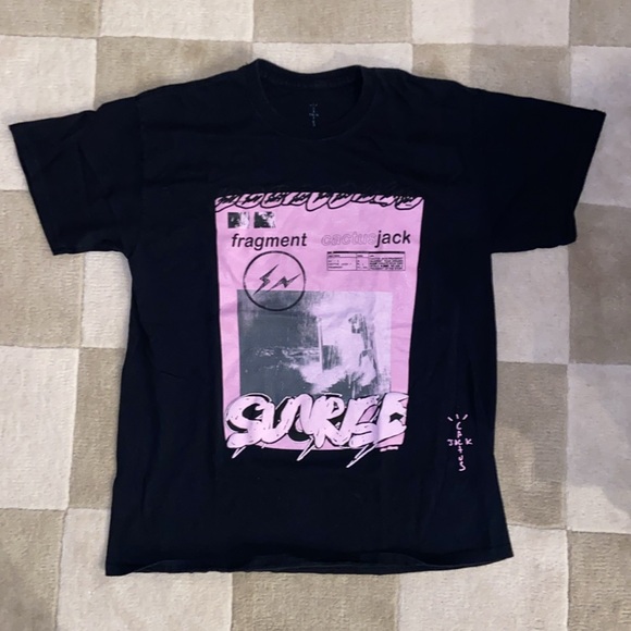 Cactus Jack by Travis Scott For Fragment Pink Sunrise Tee 'Black' - Picture 3 of 4